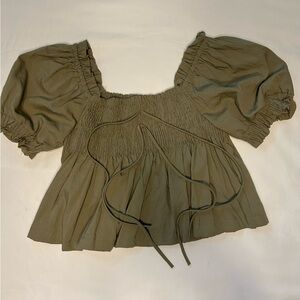 green cropped blouse PACSUN